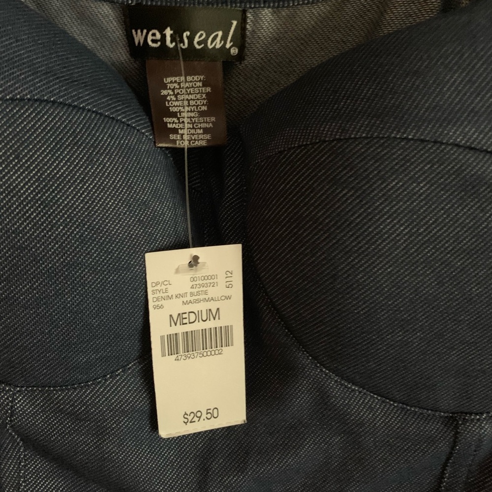 Wet seal Medium dress lacy bottom, faux denim top - Picture 2 of 3